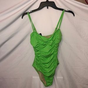 ABS Green Cinched one piece bathing suit